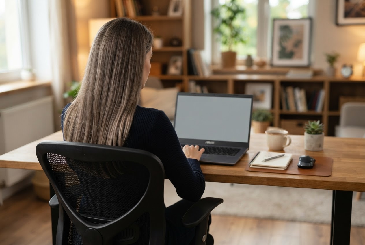 Darya Luts at her desk